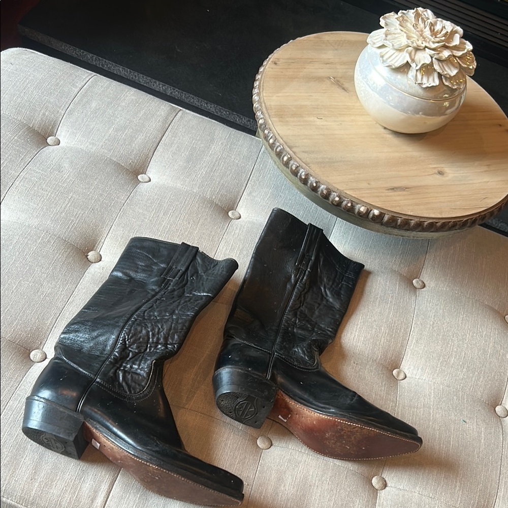 FRYE True Vintage Black Label | Original Black Billy Pull On Deco Stitch Boots